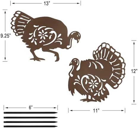 Metal Turkey Garden Stakes,Outdoor Thanksgiving Decorations Yard Art Decor