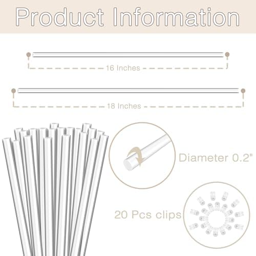 18IN Plant Stakes, Plant Sticks 20PCS Acrylic Clear Plant Support Stakes
