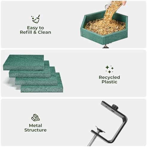 Kingsyard Clamp-On Deck Bird Feeder for Balcony Railings, No Drill