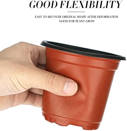 KINGLAKE 100 Pcs 4" Plastic Plants Nursery Pot/Pots Seedlings Flower Plant Container Seed Starting Pots,4 Inch,Red (Pack of 4)