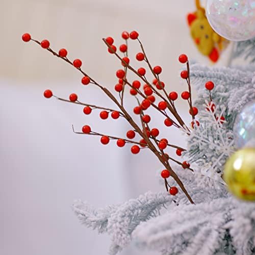 Red Holly Berry Stems for Christmas Tree,Total of 1260 Red Berries,16.7in 36Pack Berry Stems,Hand Made Christmas Decor,Artificial Burgundy Berries, Christmas Picks