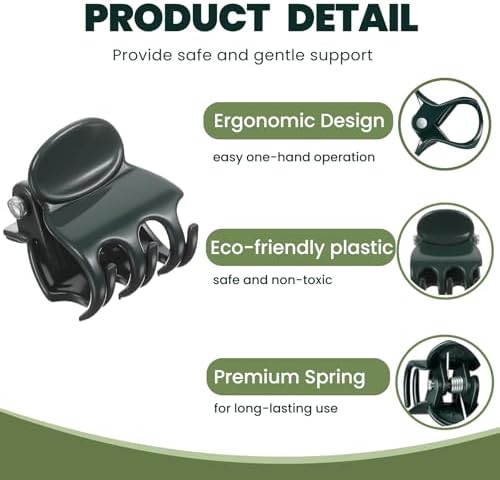 60 Pcs Dual‑Size Orchid Clips, Dark Green Plant Stem Support Clips