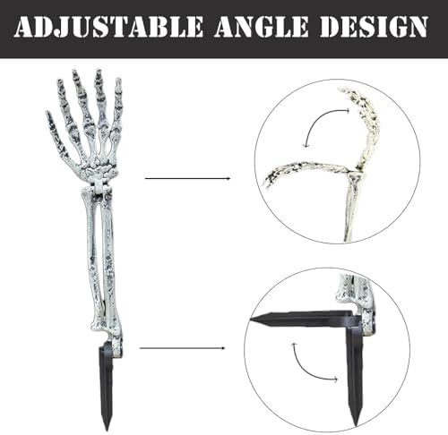 AOGU 6PC Skeleton Arm Stakes, Outdoor Halloween Decorations for Yard