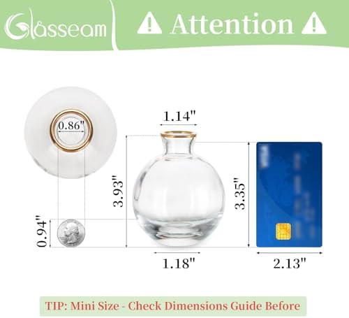 Bud Vases 3Pcs/Set Small Vases Handmade Cute Gold Rim Small Vases for Flowers Centerpieces Glass Vases Mini Vase Home Decor Centerpieces, Events Table Decor