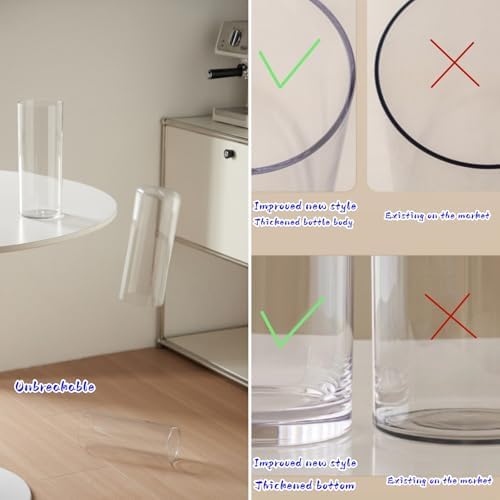 Liotww Acrylic Cylinder Plastic Clear Vase of 2 for Centerpiece Table Decor