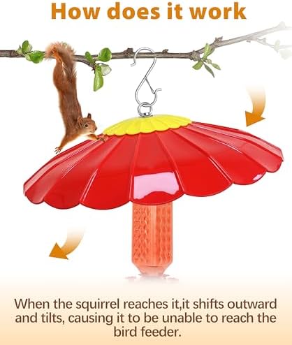 13.5-Inch Hummingbird Feeder Shade Dome Cover,Bird Feeder Rain Cover & Squirrel Shield, Weather Guard with Hanging Bird Feeders,Squirrel Proof for Shepherd's Hook Outdoors(Red) 4 Pack