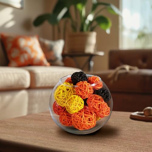 Qingbei Rina 20 PCS Fall Decorative Balls for Bowls, Orange Yellow Brown