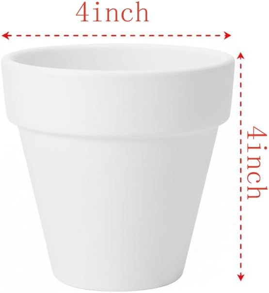 YESIACE White Terracotta Flower Pots with Drainage Holes, 4 Inches, 24 Pack, Suitable for Planting and Decoration