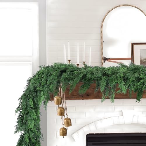 Hananona 6 FT Christmas Garland, Real Touch Cedar Garlands, 1 Pcs