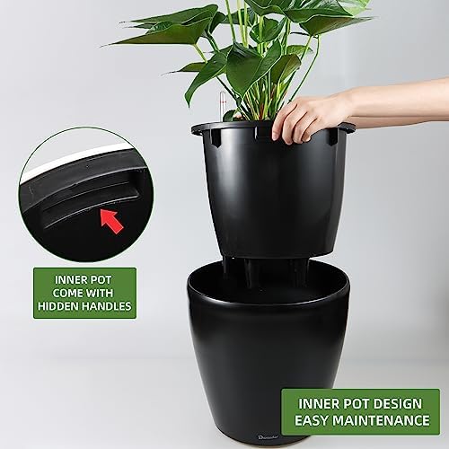 Dexceder 13x12 Self Watering Planter with Wheels (Black Matte)
