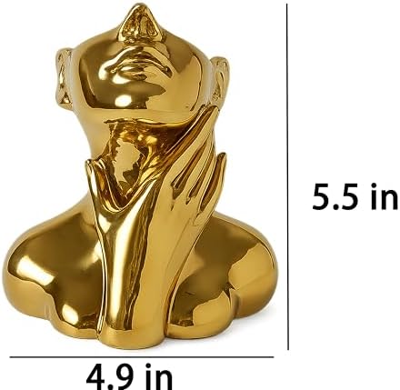 Face Vase Unique Ceramic Vase for Room,Office,Home Decor,Gold,Set