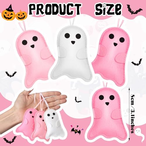 Smoothnovelty 12 Pink Halloween Felt Ornaments 3D Ghost Hanging Tree Decor