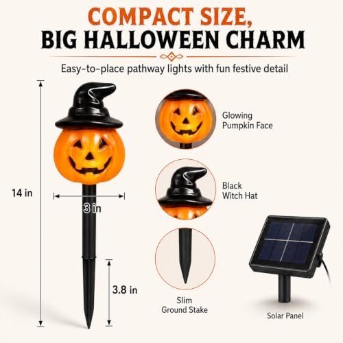 10 Pack Halloween Decorations Outdoor Pumpkin Moon Garden (Oval Pumpkin)