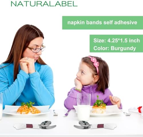 NATURALABEL Self-Adhesive Napkin Bands, Pack of 4,000, Burgundy