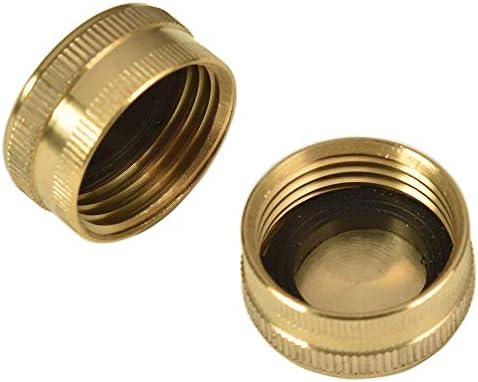 2 Pack 3/4" Brass Garden Hose End Caps with Washers