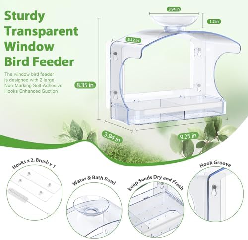Goodeco Clear Window Bird Feeder with Water Bowl