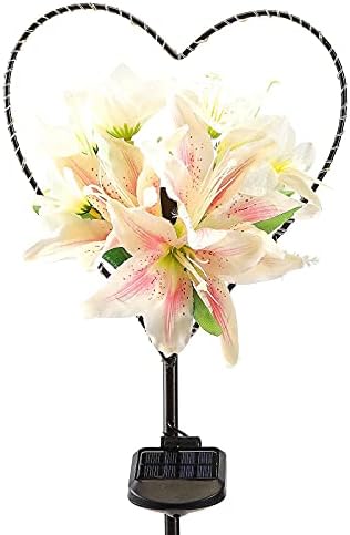 Starryfill Solar Garden Stake Lights, 39.5in Heart LED Memorial Grave Decor