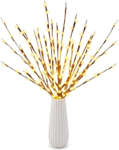 DK177 10Pack Led Branch Light Battery Operated Lighted Branch Vase Filler Willow Tree Artificial Little Twig Power Brown 30 Inch 20 LED for Home Romantic Decoration, 10Pack Warm White