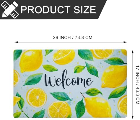 Welcome Mat 17x29 Inch Spring Summer Front Door Mat, Lemon