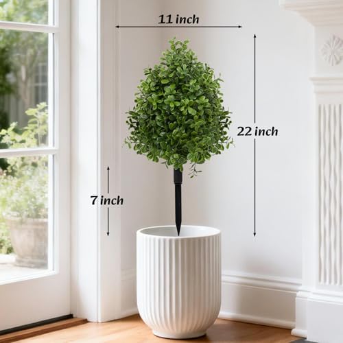 Bdor 22" Artificial Boxwood Topiary Bushes Ball Trees Outdoor Decor, 2PCS