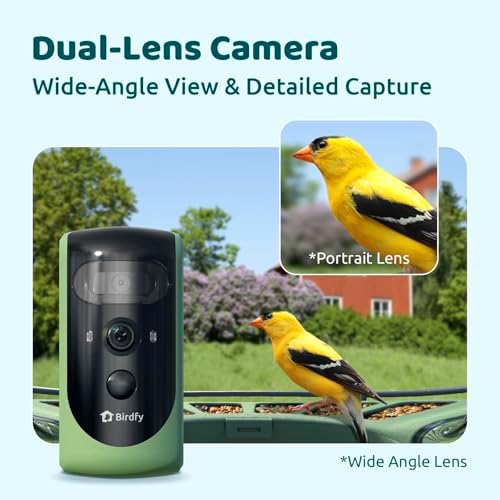 Birdfy 2 Pro Solar Bird Feeder Camera, Dual-Lens 2K+1080P, 7-Day AI Trial