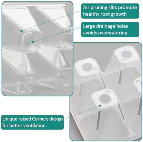 RooTrimmer 80 Pack Reusable 4-Cell Clear Seed Starter Trays - Extra Large Drainage Holes, Easy Transplant, Clear Transparent Tray for Root Observation, Seed Starting, Fits Standard 1020 Flats