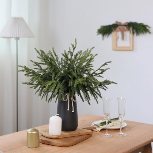 32Pcs 18"Lifelike Touch Artificial Christmas Norfolk Pine Branches for Vase