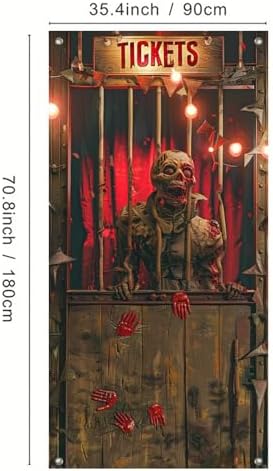 BlissYard Halloween Zombie Booth Door Cover 35x71 Inch Polyester