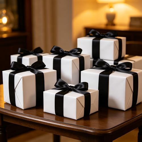 TONIFUL 1 Inch x 100yds Black Satin Ribbon for Crafts, Gift Wrapping