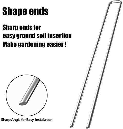 6'' 9 Gauge Heavy Duty Garden Landscape Staples, 125 Pack Anti-Rust Galvanized Garden Stakes, U-Shaped Lawn Sod pins
