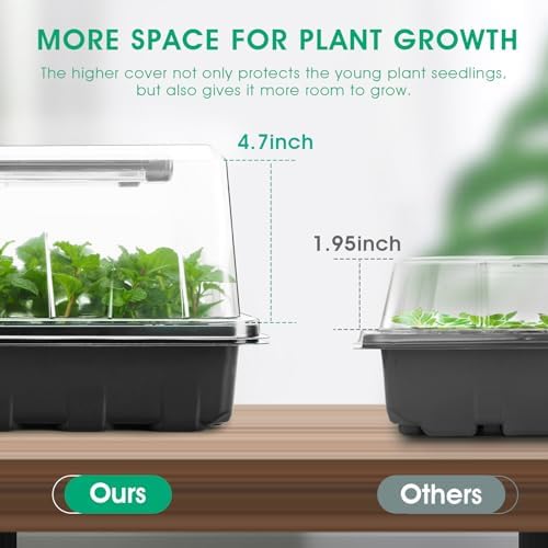 Seed Starter Tray with Grow Light, 96-Cell Seed Starter Kit, Seedling Starter Trays with Humidity Domes, Automatic Timer, Adjustable Light Indoor Gardening Plant Germination Trays