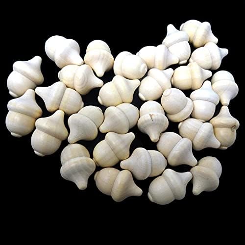 Honbay 30PCS Unfinished Wooden Acorns Blank Wood Craft Decoration Christmas Acorns Ornaments for Crafts Wedding Home Vase Filler Decor