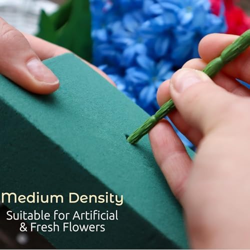 FLOFARE Green Wet & Dry Floral Foam Blocks for Fresh & Artificial Flower Arrangements, Plant Foam & Florist Supplies for DIYs, Arts, Crafts & Weddings