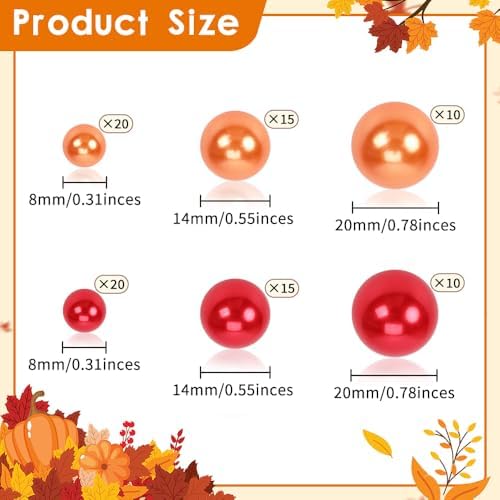 Fall Vase Filler for Thanksgiving Decorations 130 Pcs Acrylic Pumpkin Leaves Maple Leaves Acorn Pearls Beads Vases for Centerpiece, Thanksgiving Table Decorations Vase Fillers for Centerpieces