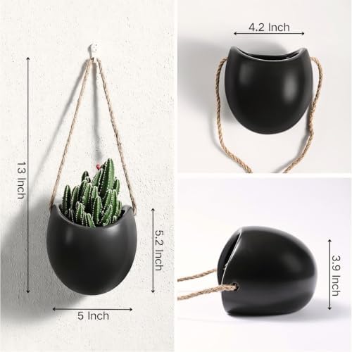 4 to 5 inch Ceramic Planters Wall Hanging Vases Decor - Set of 3