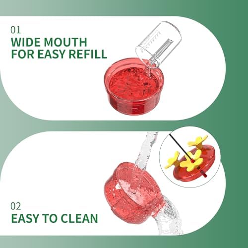 Dreamdrawer 2 Pack Window Hummingbird Feeder, Small Hummingbird Feeder for Outdoors with Strong Suction Cup - Metal Base & 6 Feeding Ports, Easy to Clean and Refill, Green