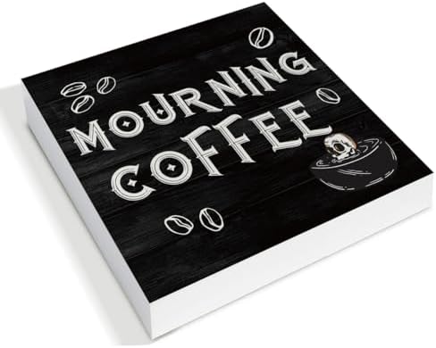 Halloween Decorations, Mourning Coffee Wooden Sign Decor Desk Sign
