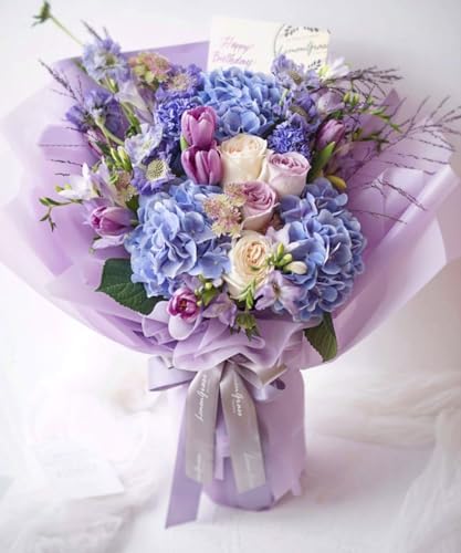 RUSPEPA 20 Sheets Flower Wrapping Paper, Pure Purple Waterproof Floral Bouquet Wrapping Paper, Florist Supplies Packaging for Birthday, Wedding, Valentines Day, Mother's Day, DIY Crafts, 22.4" x 22.4"
