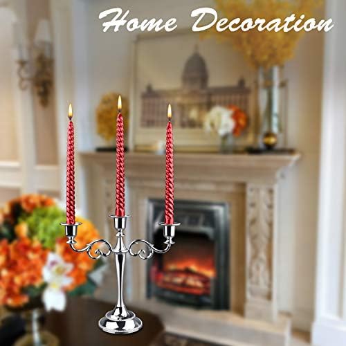 3-Arm Metal Candelabra Candle Holder Table Centerpiece, Bronze