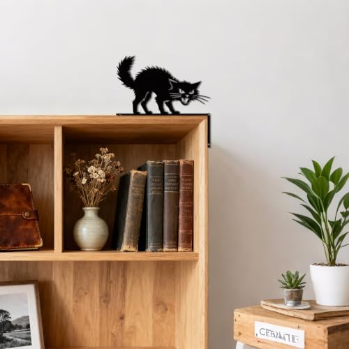 CUTHOLLOW Ruffled Black Cat Door Topper Sign Wall Art Decor
