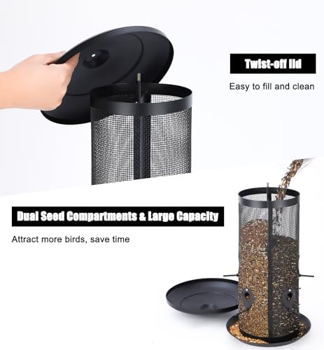 Gtongoko Bird Feeders for Outdoors, All Metal Mesh Tube Bird Feeder