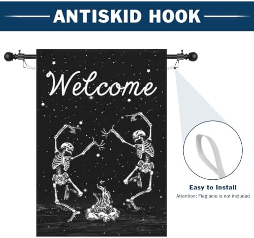 Halloween Skull Welcome Garden Flags 28x40 Inch Skeleton House Flag