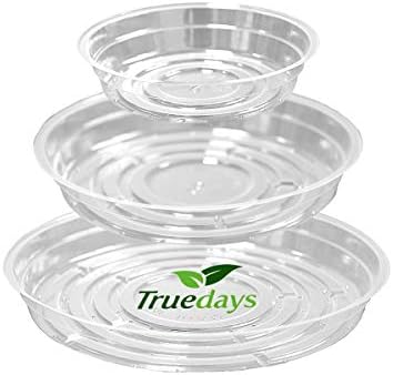 TRUEDAYS 6 Inch 5 Pack Clear Plant Saucers Flower Pot Tray Excellent for Indoor & Outdoor Plants