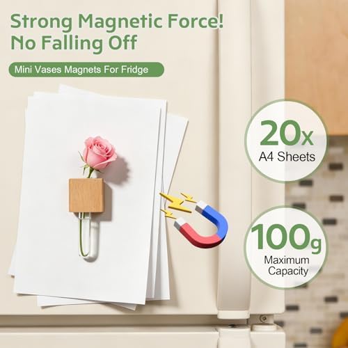 2PCS 3D Mini Vase Magnets for Fridge with Glass for Home Office