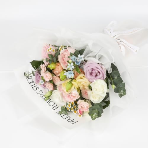 NESCCI 20 Sheet Flower Wrapping Paper (Misty Transparent White)