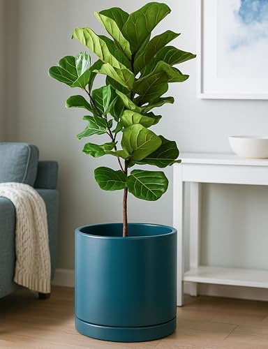 D'vine Dev 12 Inch Ceramic Planter Pot, Teal, 94-O-F-9