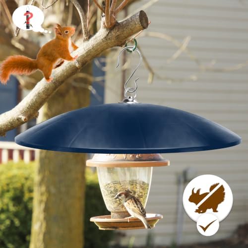 19.25-Inch Extra Large Squirrel Baffle,Hummingbird Feeder Shade Dome Cover, Bird Feeder Rain Guard, Hanging Squirrel Proof for Shepherd's Hook Outdoors (Blue) 4 Pack