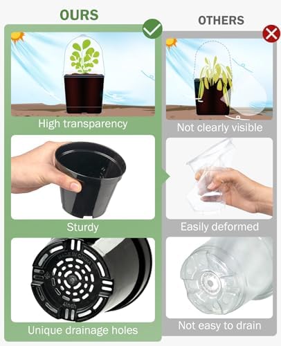 homenote 3 Inch Nursery Pots with Humidity Domes for Seed Starting (30 Pcs)