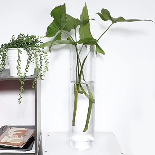 Tall Vases for Centerpieces, Clear Acrylic Cylinder Vase, 4" W x 16" H Round Vase, Decorative Centerpieces Flower Vases for Wedding, Home