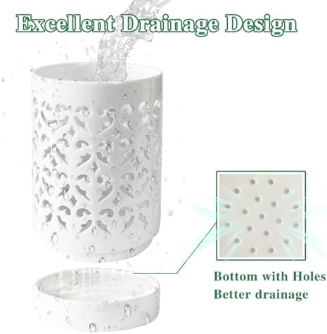 Orchid Pots with Holes 4 Inch, Ceramic Orchid Pot for Repotting with Saucers,More Ventilation Hole Easy Breathing, Plant Pot for Repotting Orchids and Other Flowers - Indoor/Outdoor